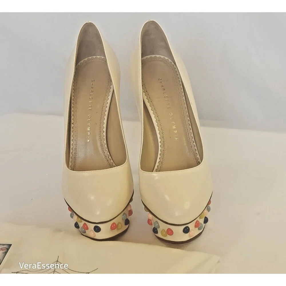 Charlotte Olympia Bejeweled Dolly Platform Pump Shoes SZ 38 MSRP $895 NWB - Picture 9 of 14